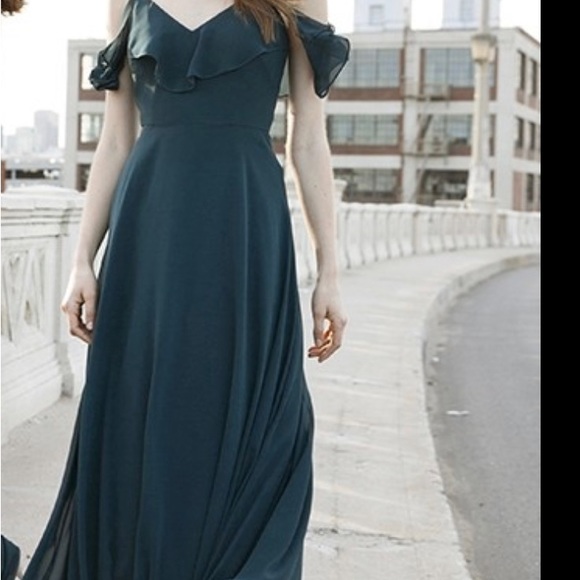 Jenny Yoo Caspian Sea MILA Gown Dress Size 18 (mineral green/Forrest green) - Picture 2 of 2
